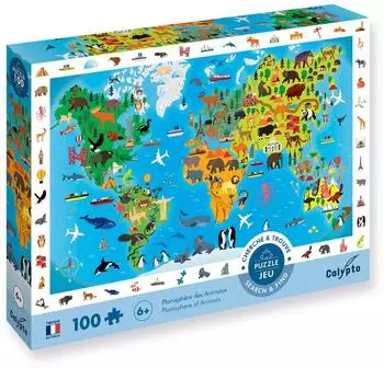 Sentosphère Planisphère des Animaux Kinderpuzzle 100 Teile Soft-Touch (3907501)