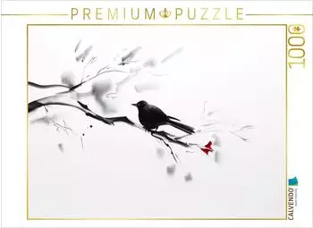 Calvendo Puzzle Amsel und rote Bl&uuml;ten, 1000 Teile, 64x48cm