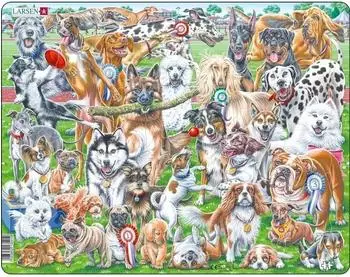 Larsen Rahmenpuzzle Niedliche Hunde, 32 Teile, 3-6 Jahre (CZ6)