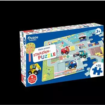 Auzou Mein erstes Stra&szlig;enpuzzle mit Holzfahrzeugen, ab 3 Jahre (405013)