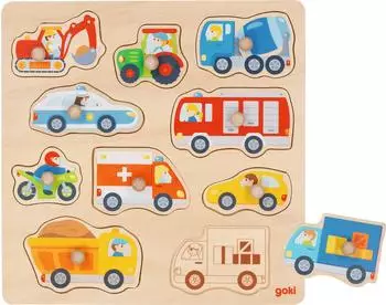 Goki Hintergrundbildpuzzle Fahrzeuge, Holz, 10 Teile (57391)