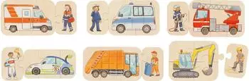 Goki Puzzle Fahrzeuge & Berufe, Holz, 24 Teile (57373)