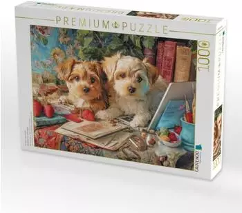 Calvendo Puzzle "Niedliche Tierwohnungen &ndash; Zwei Hundewelpen an Herrchens Platz" 1000 Teile, 64&times;48cm