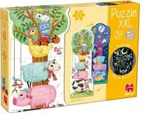 Jumbo 50217, Jumbo Goula Reversible Puzzle XXL Farm Day and Night 27 pcs. 2D Puzzles