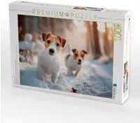 CALVENDO Puzzle Jack Russell Terrier - Winterfreunde auf Entdeckungstour 1000...