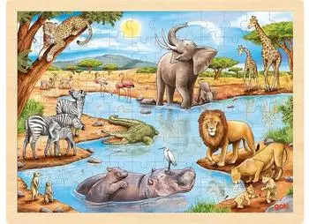 Goki Einlegepuzzle Afrikanische Savanne, Holz, 96 Teile (57347)