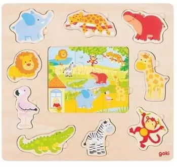 Goki Einlegepuzzle Zootiere, Holz (4013594573740)