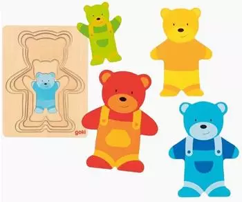 Goki Schichtenpuzzle B&auml;r, Holz, 5 Teile (57449)