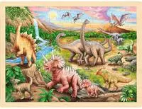Goki Einlegepuzzle 96 Teile - Dinosaurierwanderung