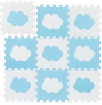 Relaxdays Puzzlematte mit Wolken, 18 Teile, Schaumstoff