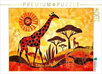 Calvendo Giraffenfamilie vor kunstvoller Savannensonne, Foto-Puzzle 1000 Teile, 64&times;48cm