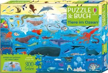 Usborne Puzzle & Buch: Tiere im Ozean, 300 Teile, ab 7 Jahren