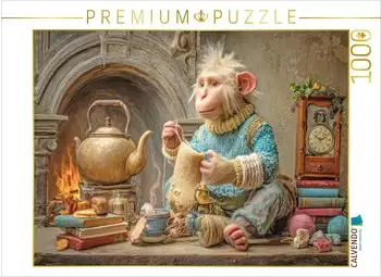 Calvendo Puzzle "Niedliche Tierwohnungen &ndash; Das &Auml;ffchen liebt Gestricktes" 1000 Teile, 64&times;48cm