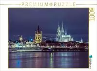 CALVENDO Puzzle K&ouml;ln bei Nacht 1000 Teile Puzzle quer 1000 Teile Lege-Gr&ouml;&szlig;e...