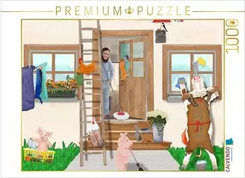 Calvendo Fr&uuml;hjahrsputz mit Bauernhoftieren Puzzle 1000 Teile (64&times;48cm)