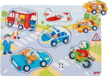 Goki Einlegepuzzle mit Sound Fahrzeuge (57399)