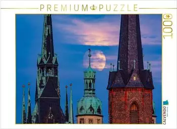 Calvendo Puzzle &bdquo;Vollmond &uuml;ber den T&uuml;rmen der Stadt" 1000 Teile, 64&times;48cm