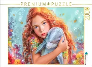 Calvendo M&auml;dchen mit kleinem Delfin Puzzle 2000 Teile 90&times;67cm
