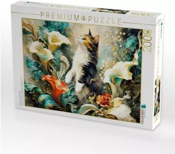 Calvendo Puzzle "Samtpfote auf Samtbl&uuml;ten" 2000 Teile, 90&times;67cm