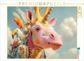 Calvendo Humorvolle Tiere | Giraffe rose fantaisie Puzzle 1000 Teile, 64&times;48cm