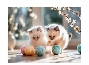 Calvendo Heilige Birma Kitten &ndash; Samtpfoten im Spielefieber, Puzzle 1000 Teile