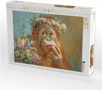 Calvendo Puzzle Dschungeltiere Wunderwelt &ndash; Orang Utan mit Blumenkranz, 1000 Teile, 64&times;48cm