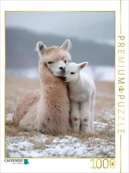 Calvendo Puzzle &bdquo;Alpaka und L&auml;mmchen &ndash; Zwei Herzen, ein Moment", 1000 Teile, 64&times;48cm