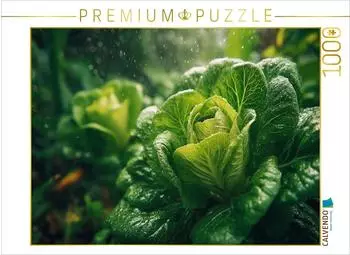 Calvendo Fotopuzzle &bdquo;Frischer Kopfsalat im Garten" 1000 Teile, 64x48cm