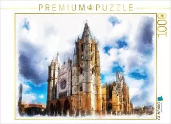 Calvendo Puzzle Kathedrale von Le&oacute;n, Spanien 1000 Teile, 64x48cm