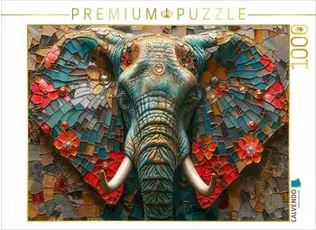 Calvendo Puzzle "Elefantastisch" Elefant mit Blumenohren, 1000 Teile, 64&times;48cm