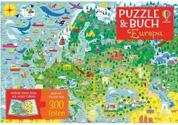 Usborne Puzzle & Buch: Europa, 300 Teile