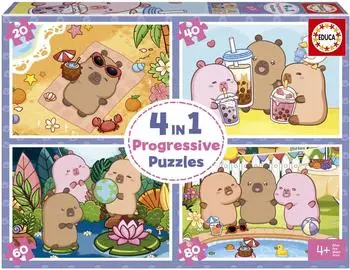 Educa Borr&aacute;s Multi 4 Capyfun Progressive Puzzles 20&ndash;80 Teile, Kinder (20486)