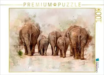 Calvendo Puzzle "Elefanten - k&uuml;nstlerische Impressionen" 1000 Teile, 64&times;48cm