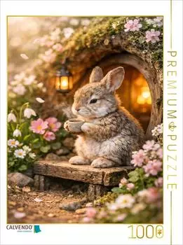 Calvendo Puzzle &bdquo;Ein Moment zum Durchatmen &ndash; Der kleine Hase vor seinem Bau" 1000 Teile 64x48cm