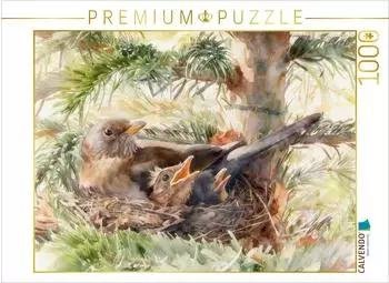 Calvendo Puzzle Amsel mit Nachwuchs, 1000 Teile, 64&times;48cm