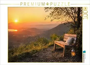 Calvendo Puzzle &bdquo;Goldene Stunde &ndash; Bank im Abendlicht" 1000 Teile 64x48cm