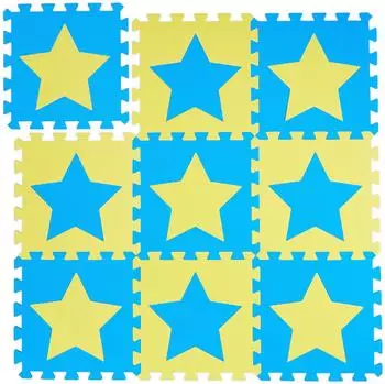 Relaxdays Puzzlematte Sterne, Schaumstoff, 9-teilig, 91x91cm