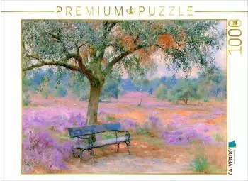 Calvendo Puzzle "Ruhebank in der Heide" 1000 Teile, 64&times;48cm