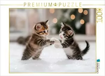 Calvendo Puzzle &bdquo;K&auml;tzchen im Winterzauber" 1000 Teile, 64x48cm