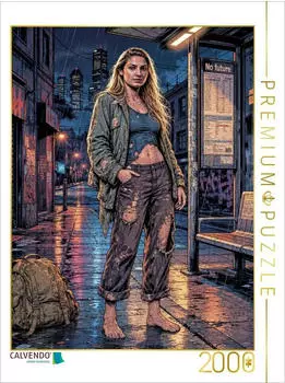 Calvendo Puzzle &bdquo;Unbeugsame Agada: Langes Warten an der verlassenen Busstation" 2000 Teile, 90&times;67cm