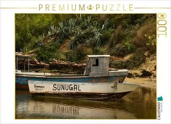 Calvendo Puzzle &bdquo;Fischerboot am Fluss &ndash; Alltag und K&uuml;stenleben im Senegal" 1000 Teile, 64&times;48cm