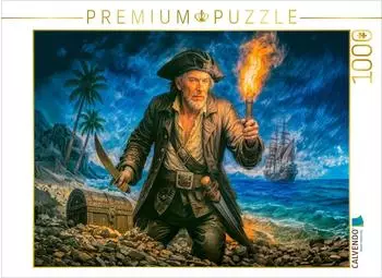 Calvendo Puzzle &bdquo;Captain Kidd bei Nacht &ndash; Versteckte Schatztruhe" 1000 Teile, 64x48cm