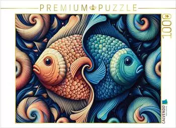 Calvendo Sternzeichen Fische im Spiralfluss, Puzzle 1000 Teile, 64x48cm