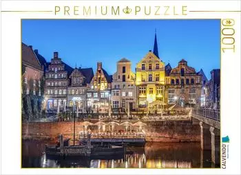 Calvendo Puzzle &bdquo;L&uuml;neburger Stintmarkt bei Nacht" 1000 Teile 64&times;48cm