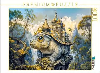 Calvendo Puzzle &bdquo;Steampunk Erdkr&ouml;te mit Schloss in mystischer Berglandschaft" 1000 Teile, 64x48cm