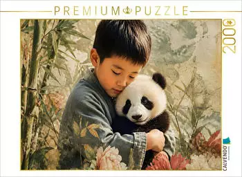 Calvendo Puzzle &bdquo;Sanfte Begegnung im Bambuswald" 2000 Teile, 90x67cm