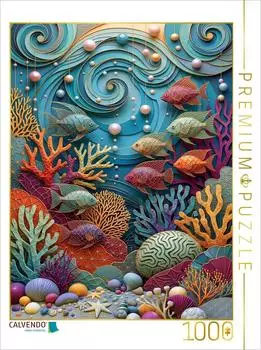 Calvendo Puzzle "Fische und Korallen - farbenfrohe Collage" 1000 Teile 64x48cm