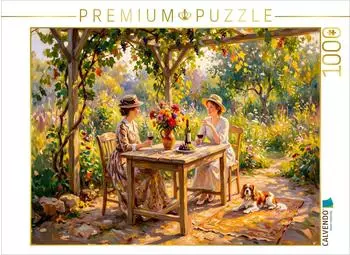 Calvendo Puzzle &bdquo;Sp&auml;tsommer Gartenrunde mit Hund Impressionistisch" 1000 Teile, 64x48cm