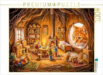 Calvendo Puzzle "Katze entdeckt gem&uuml;tliche M&auml;usewohnung" 1000 Teile, 64&times;48cm