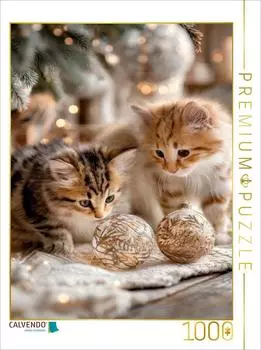 Calvendo Puzzle "Katzenbabys entdecken Weihnachten" 1000 Teile, 64x48cm